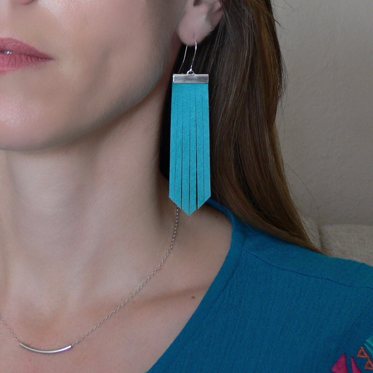 On The Fringe Earrings-Suede