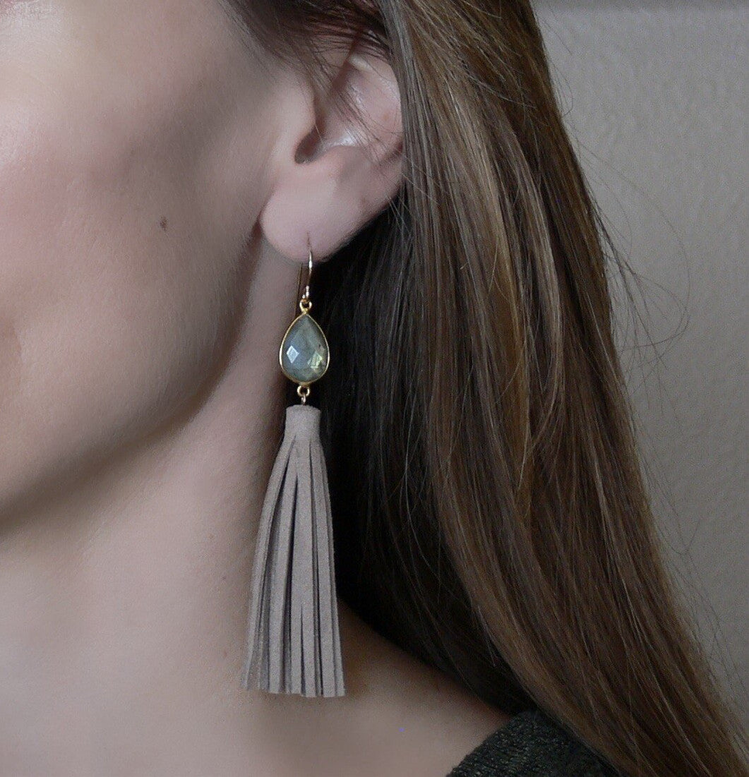 Labradorite and Tassel Earring