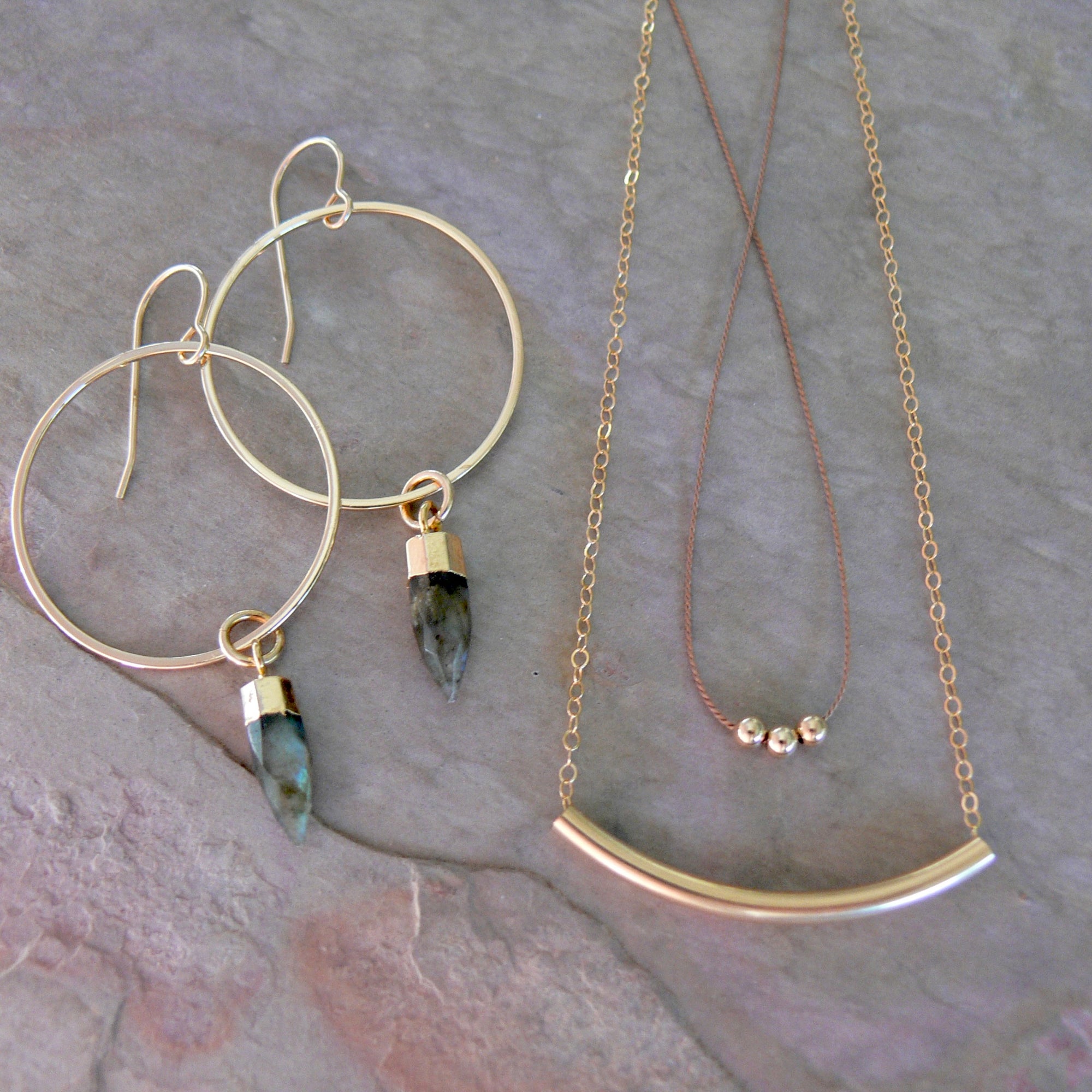 On Point Earrings - Labradorite