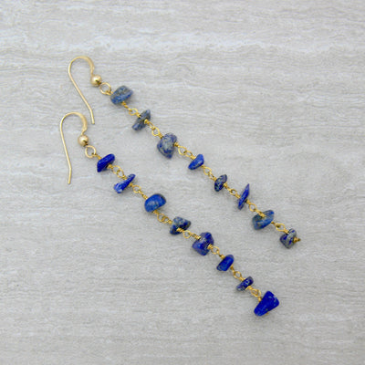 Rosary Stone Earrings-Lapis Lazuli