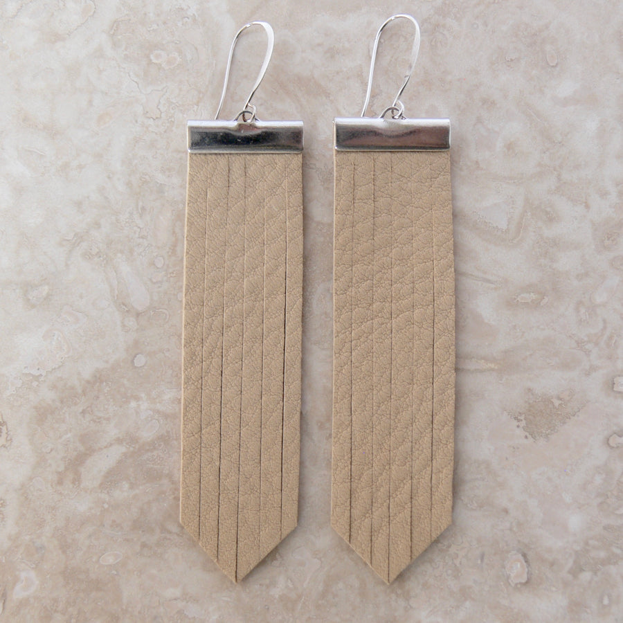 On The Fringe Earrings- Almond Deerskin