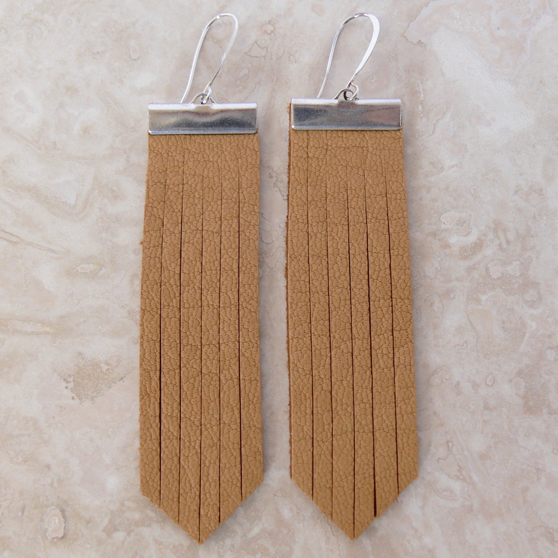 On The Fringe Earrings-Tobacco Deerskin