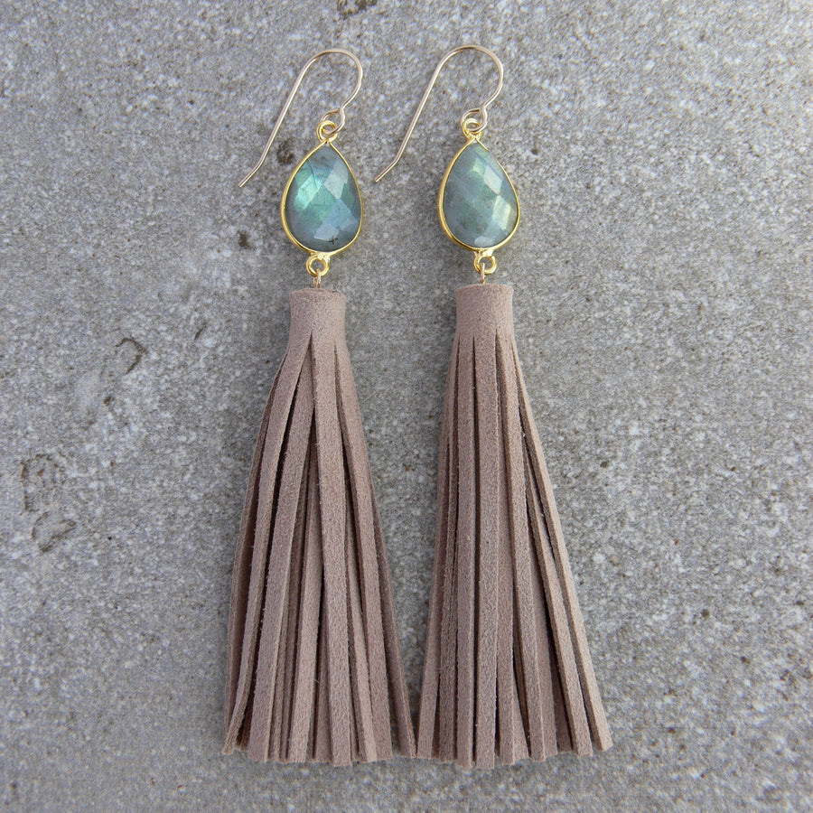 Labradorite and Tassel Earring