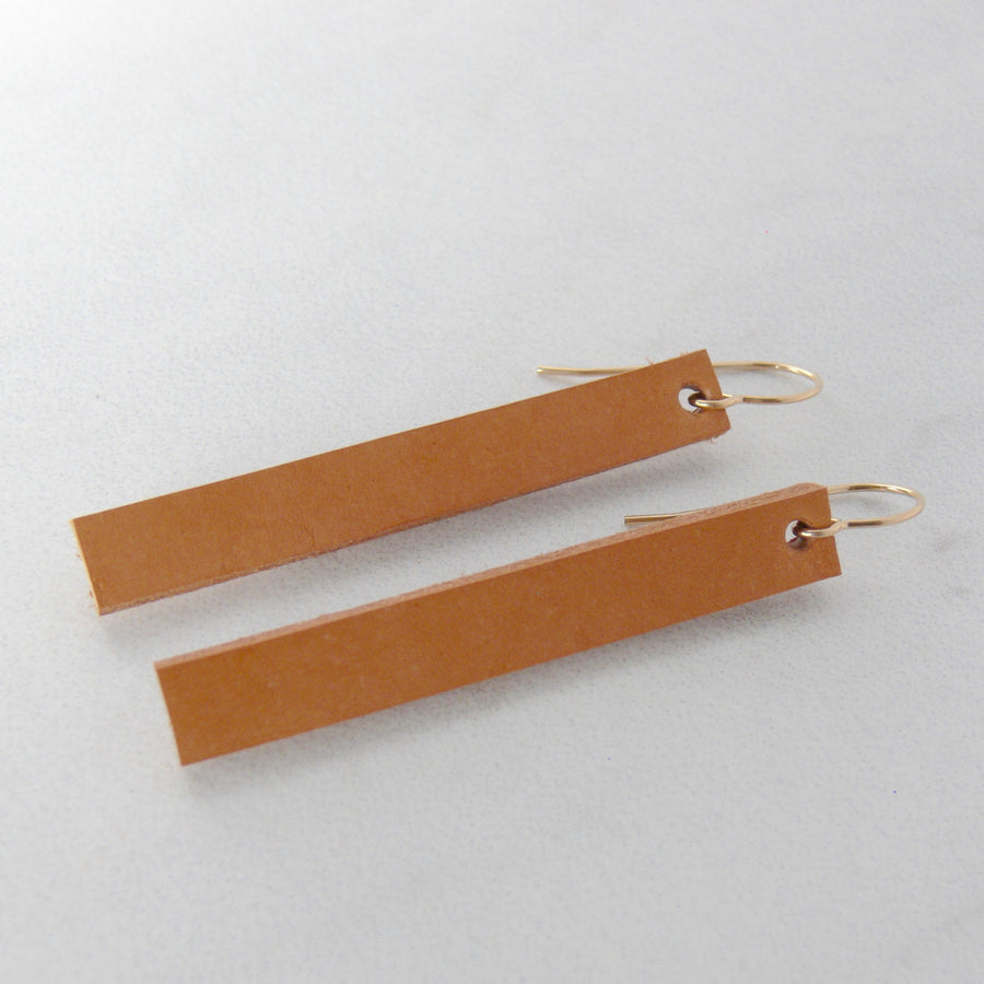 Leather bar earrings