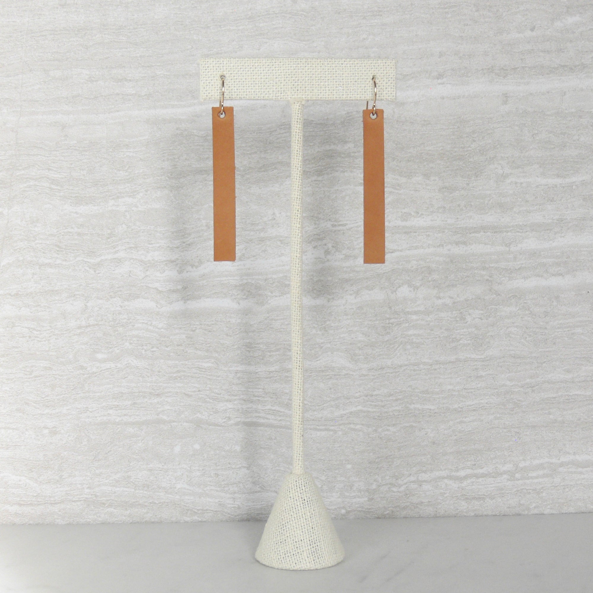 Leather bar earrings