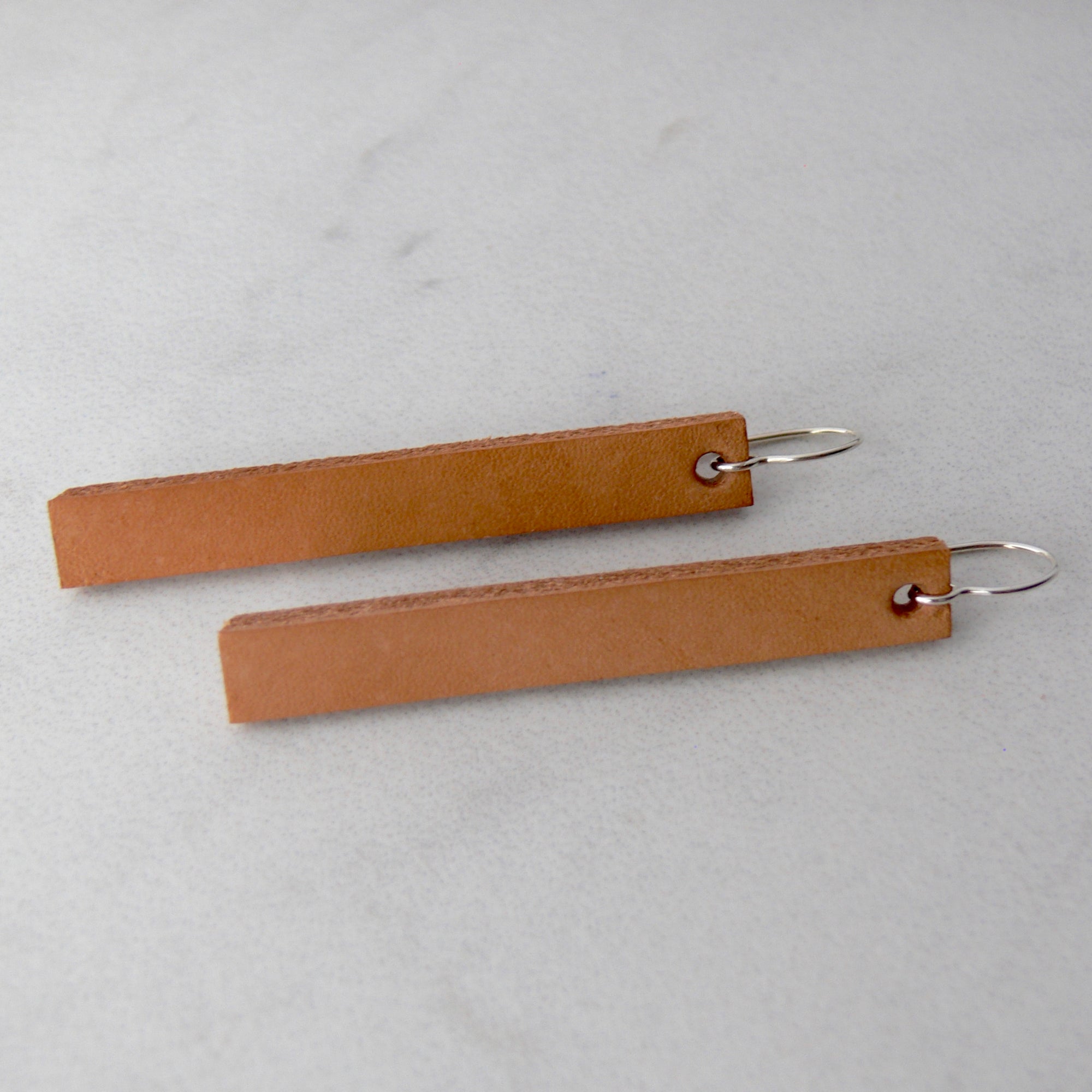 Leather bar earrings