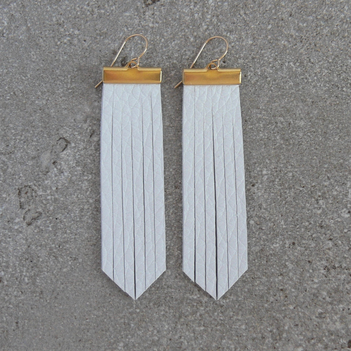 On The Fringe Earrings-White Deerskin