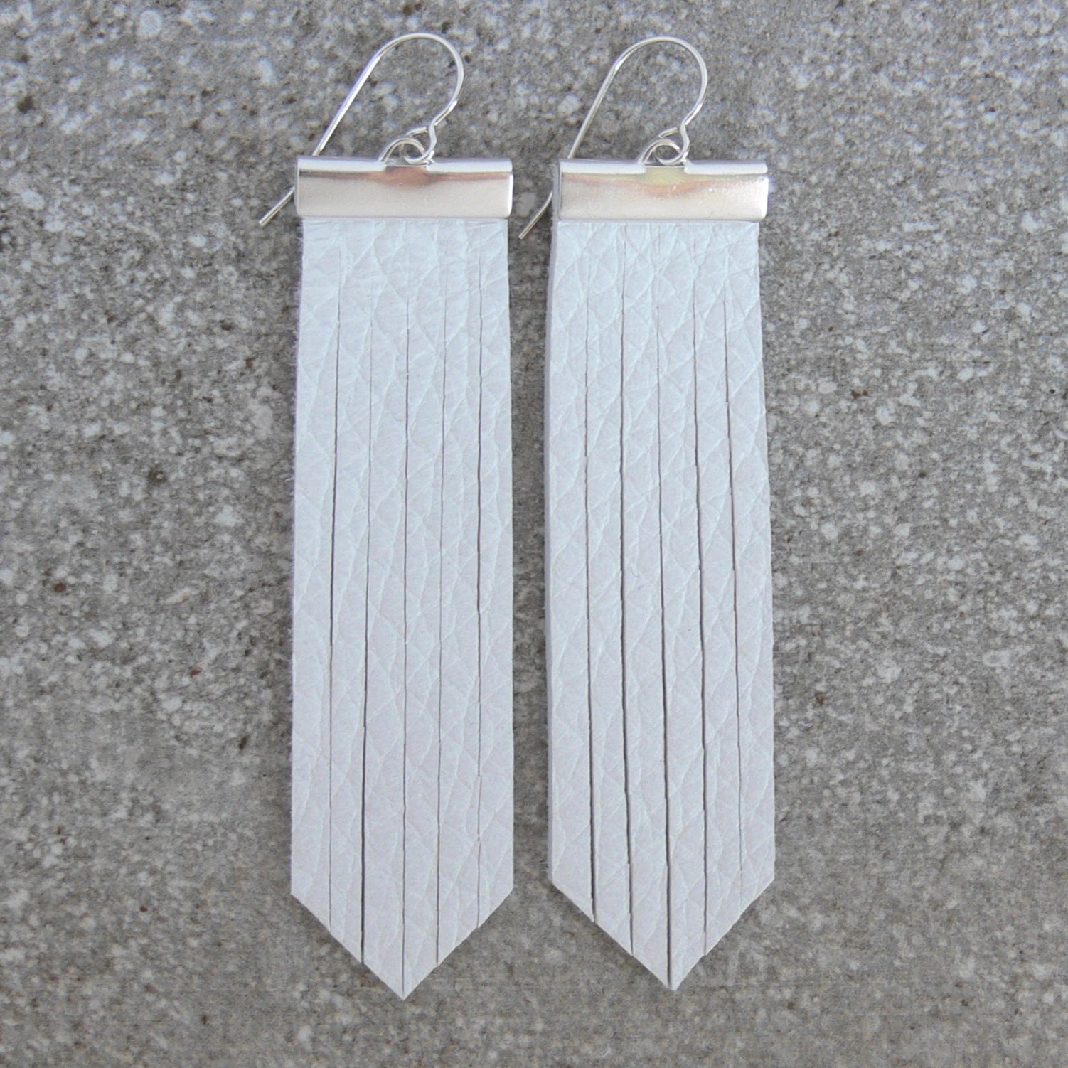 On The Fringe Earrings-White Deerskin