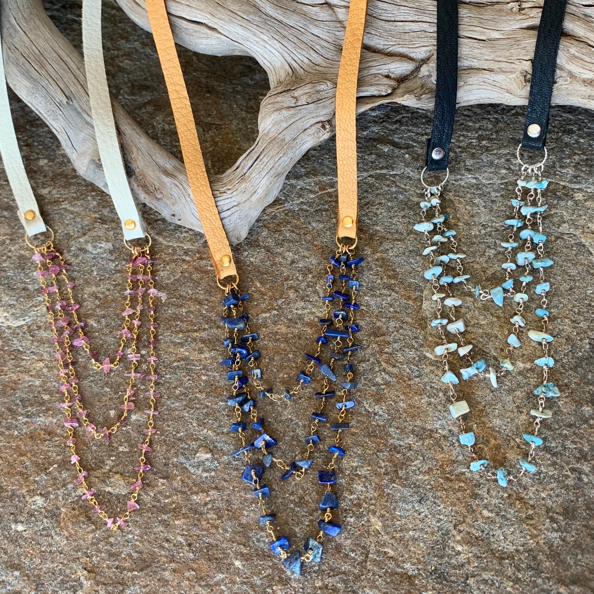 Deerskin self-tie necklace