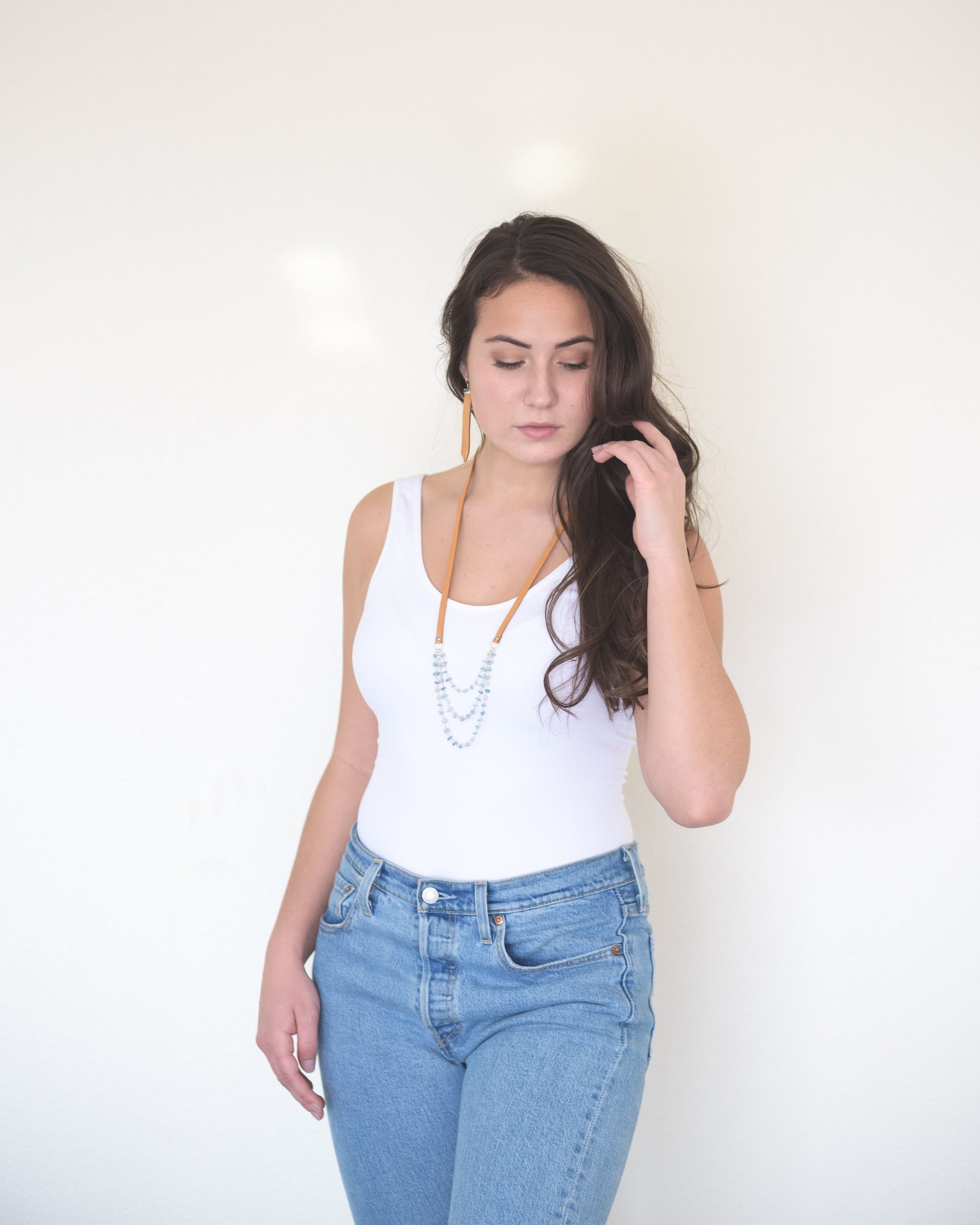 Deerskin self-tie necklace