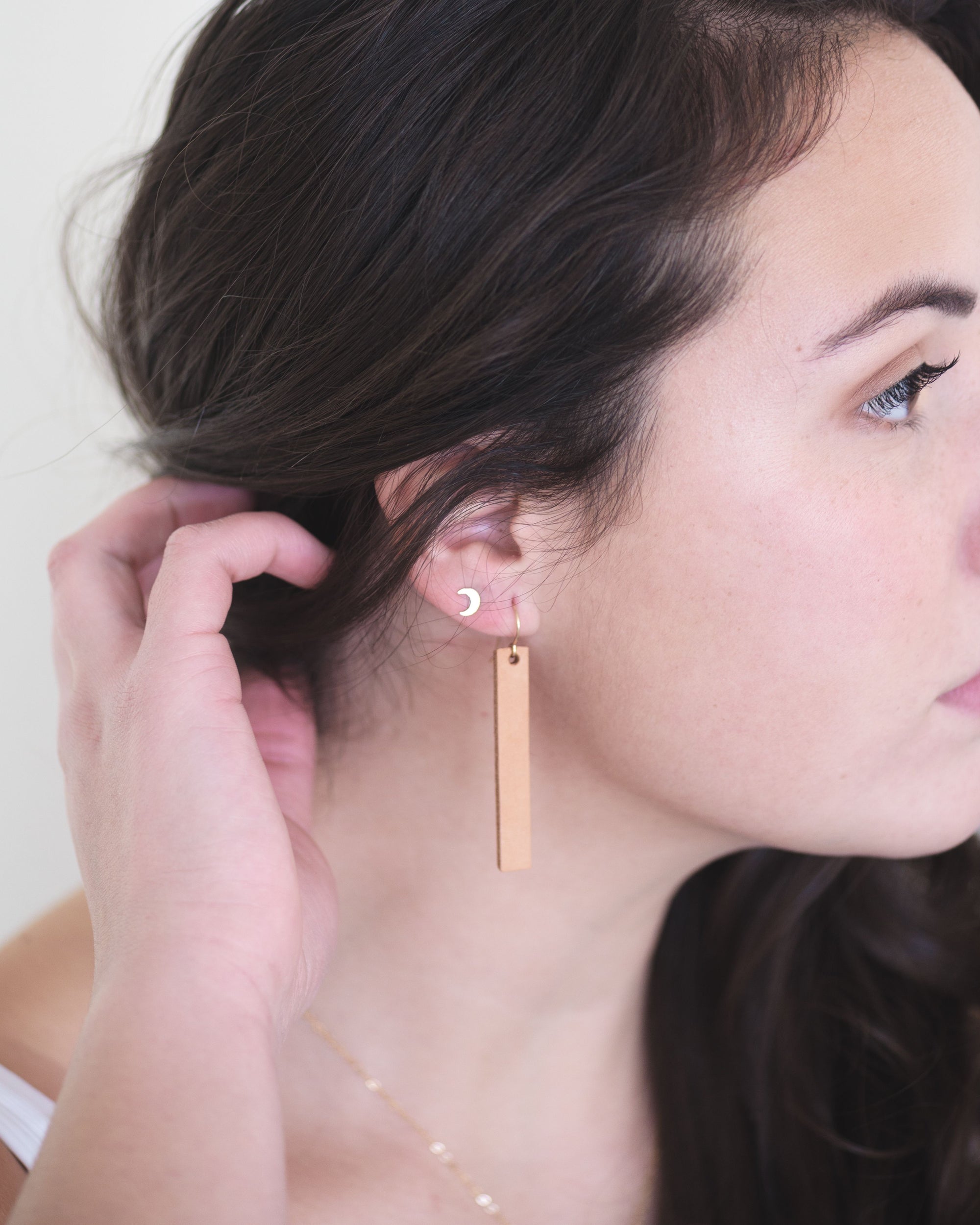 Leather bar earrings