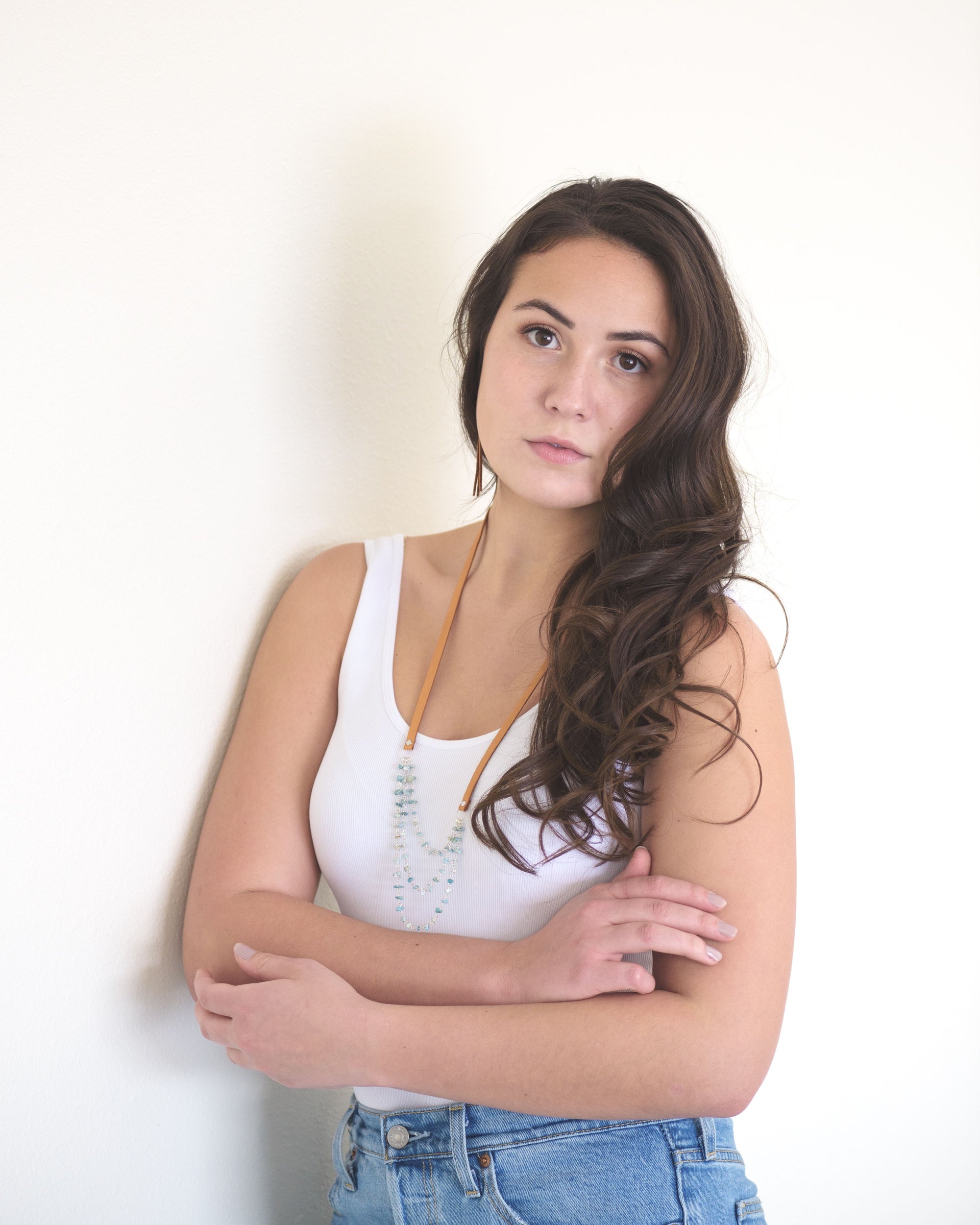 Deerskin self-tie necklace