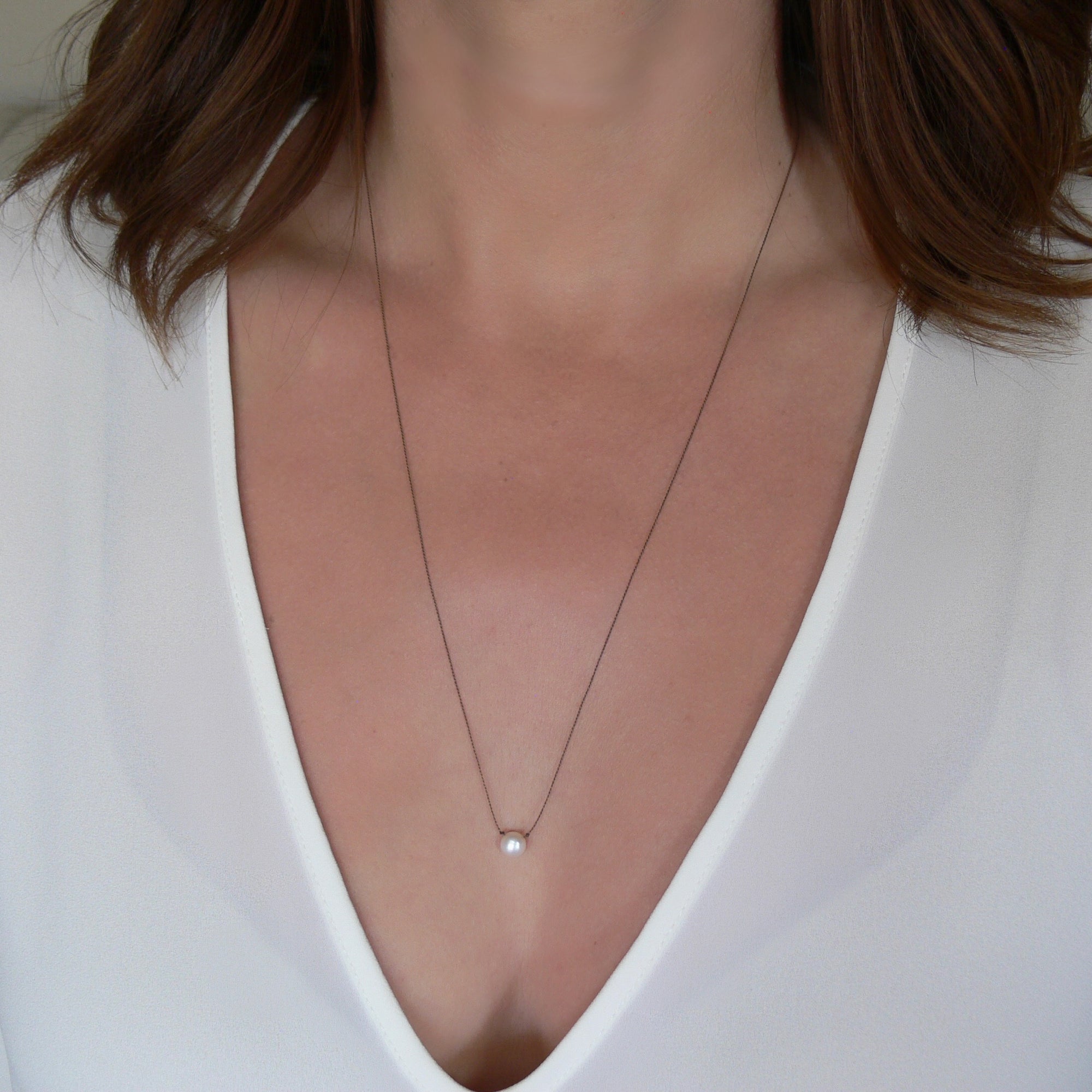 Silk and Pearl Necklace - Tan