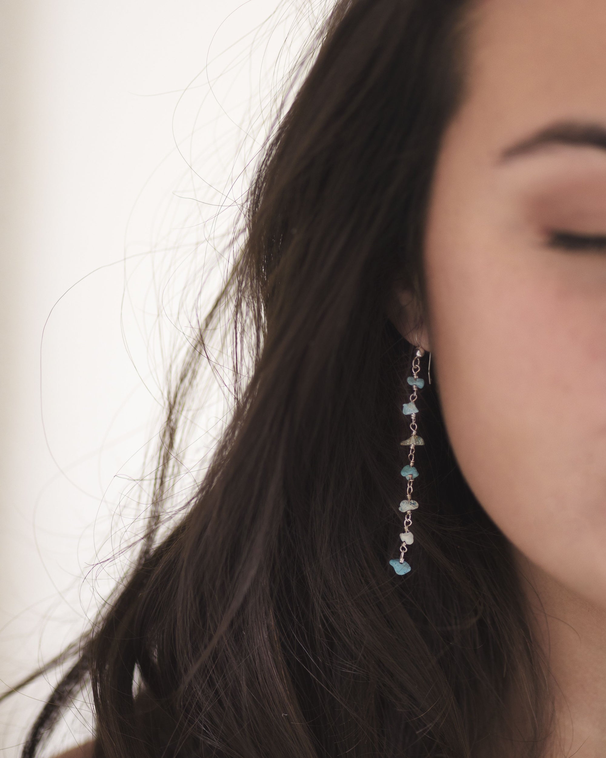 Rosary Stone Earrings-Turquoise